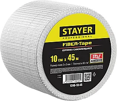 STAYER 10 см х 45 м, 3х3 мм, cетка самоклеящаяся стеклотканевая FIBER-Tape 1246-10-45