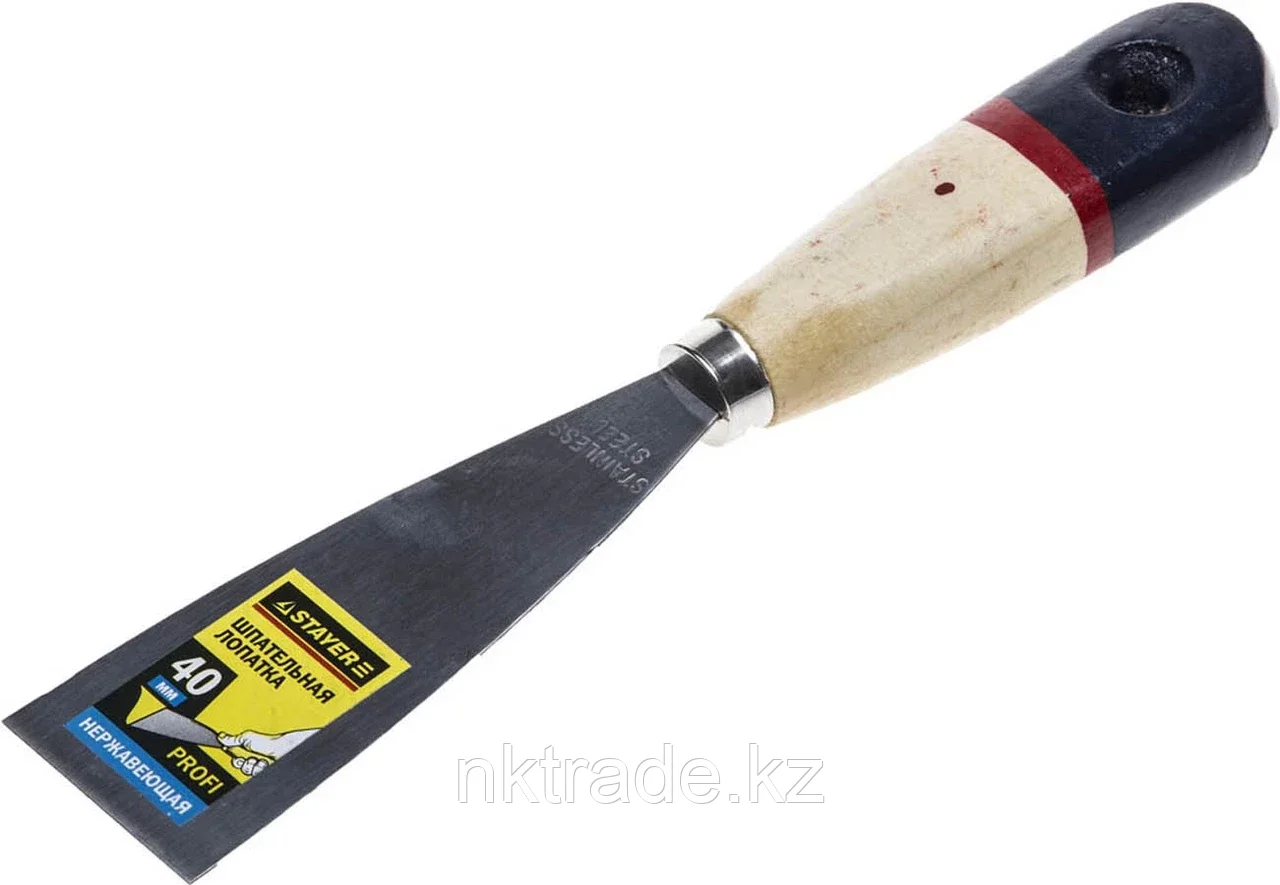 STAYER 40 мм, нержавеющее полотно, деревянная ручка, шпательная лопатка 10012-040