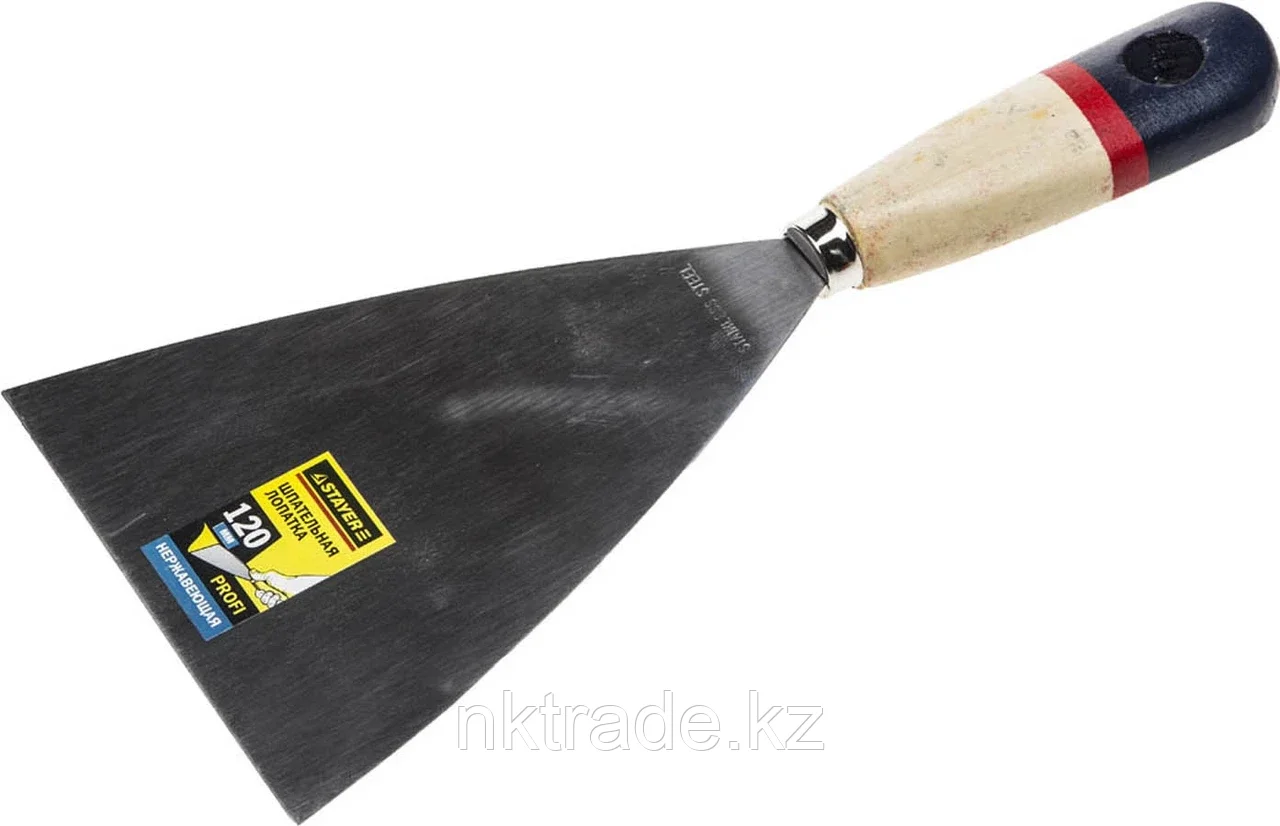 STAYER 120 мм, нержавеющее полотно, деревянная ручка, шпательная лопатка 10012-120