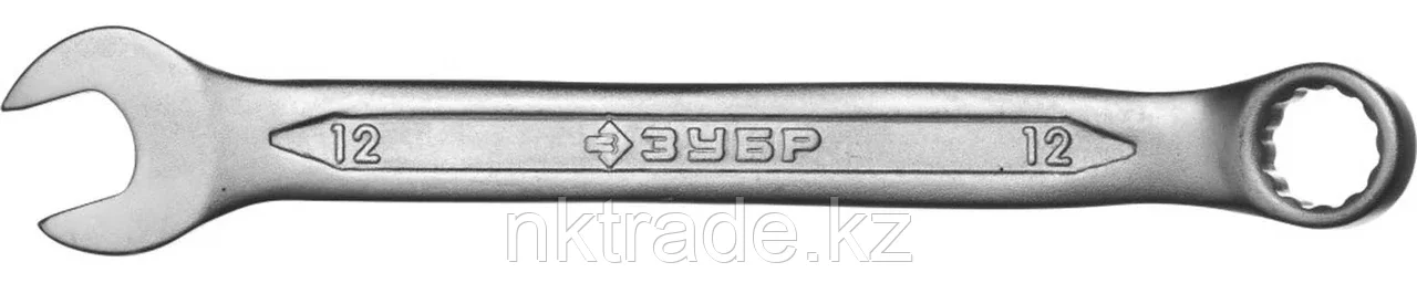 ЗУБР 12 мм, Cr-V сталь, хромированный, гаечный ключ комбинированный 27087-12