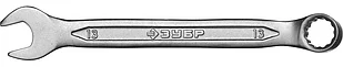 ЗУБР 13 мм, Cr-V сталь, хромированный, гаечный ключ комбинированный 27087-13