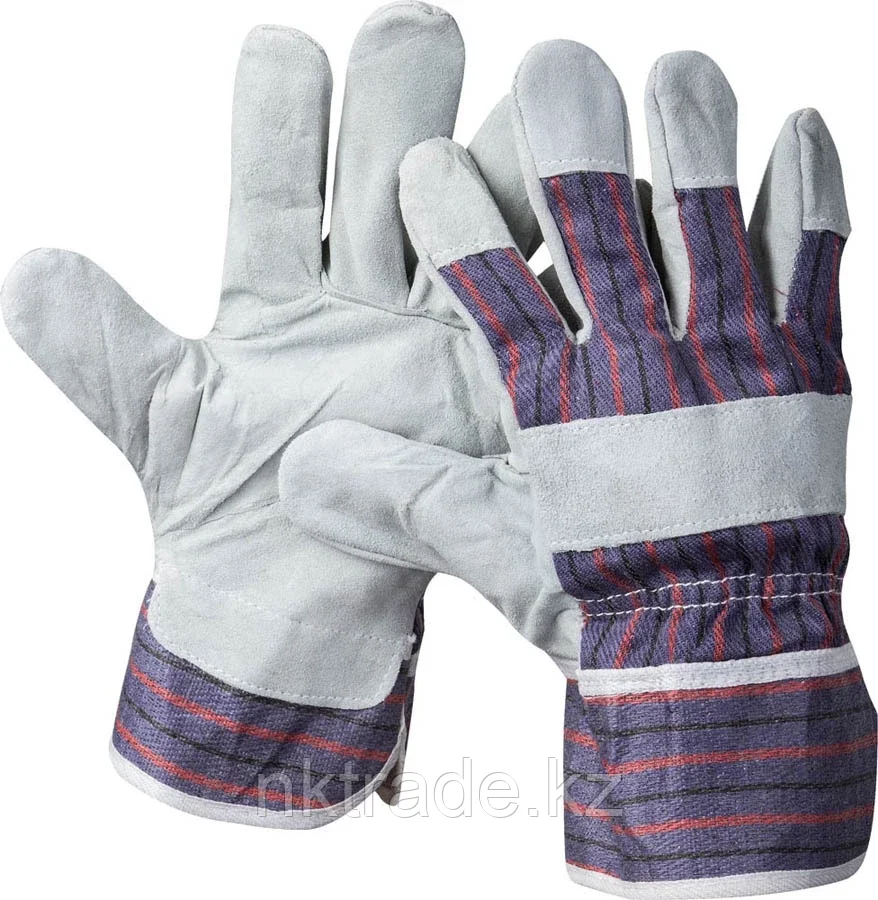 STAYER XL, материал основы хлопчатобумажная ткань+ спилковая кожа, перчатки рабочие кожаные 1130-XL Master