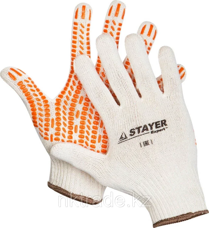 STAYER L-XL, 10 класс, х/б, перчатки с увеличенной площадью ПВХ-гель покрытия "протектор" 11401-XL - фото 1 - id-p61491718