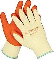 STAYER S-M, 10 класс, рельефное латексное покрытие, перчатки трикотажные 11407-S