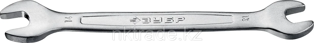 ЗУБР 13х14 мм, Cr-V сталь, хромированный, гаечный ключ рожковый 27010-13-14 Мастер