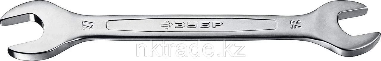 ЗУБР 24 x 27 мм, Cr-V сталь, хромированный, гаечный ключ рожковый 27010-24-27 Мастер, фото 1