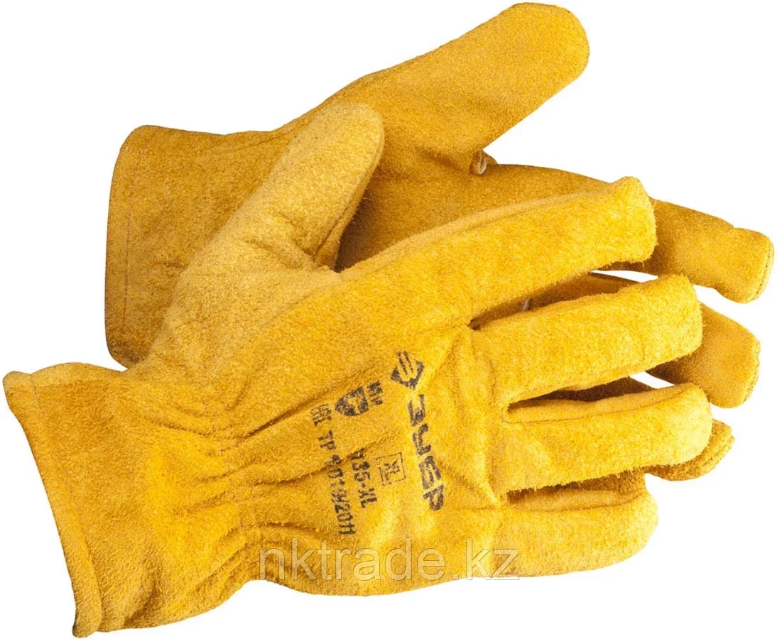 ЗУБР XL, кожаные, подкладка, перчатки рабочие 1135-XL Мастер - фото 1 - id-p61491827