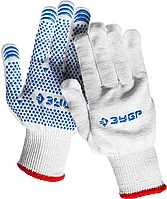 ЗУБР S-M, 13 класс, х/б, перчатки с точками увеличенного размера, с ПВХ-гель покрытием (точка) 11451-S2