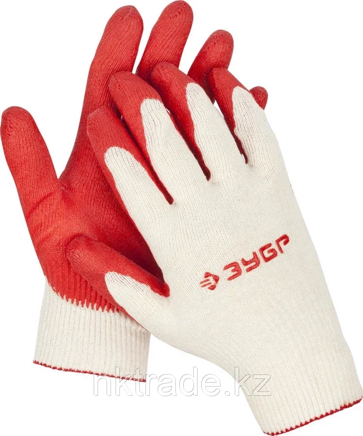 ЗУБР L-XL, 13 класс, 10 пар, х/б, перчатки с одинарным обливом, трикотажные 11458-K10 Мастер - фото 1 - id-p61491813