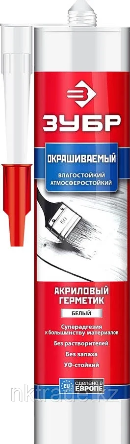 ЗУБР 280 мл, универсальный, белый, акриловый герметик 41231-0