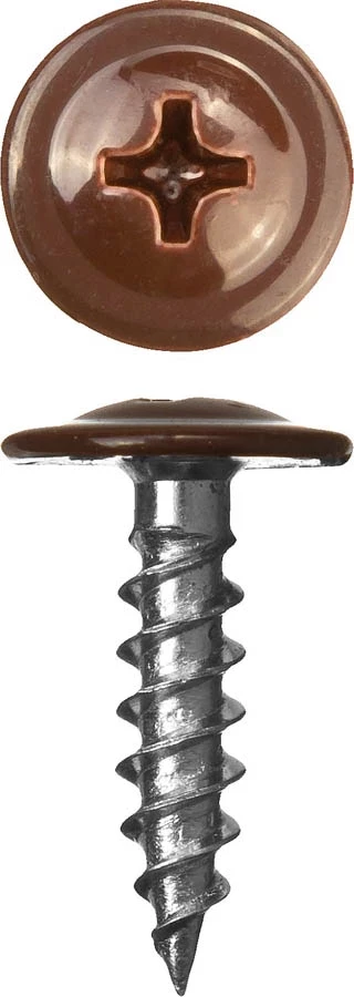 ЗУБР 19 х 4.2 мм ПШМ саморезы с прессшайбой для листового металла RAL-8017 шоколадно-коричневый