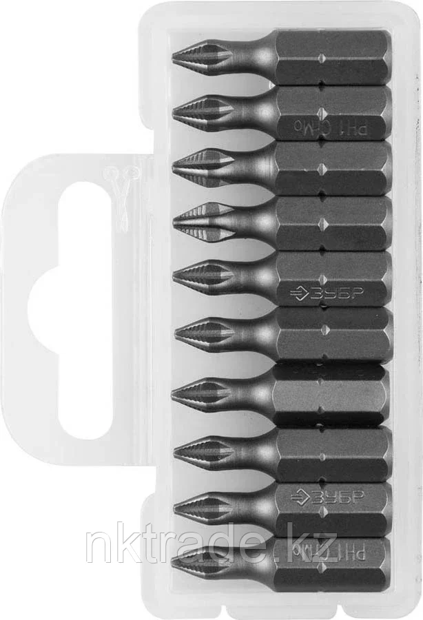 ЗУБР PH1, 25 мм, 10 шт., биты кованые МАСТЕР 26001-1-25-10