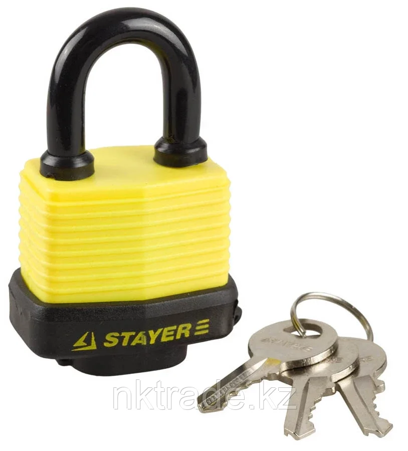 STAYER 50х28х45,5 мм, пластиковая защита корпуса, всепогодный, замок навесной 37140-40