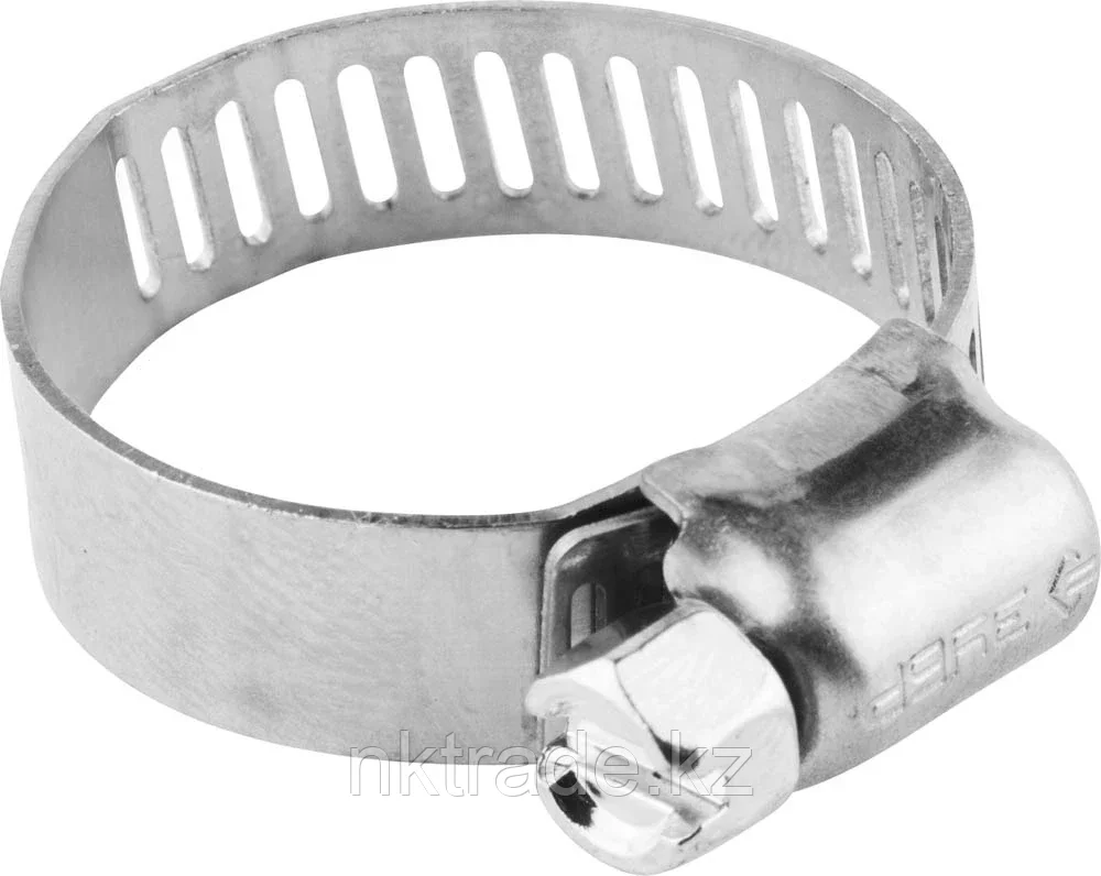 ЗУБР 13-26 мм, нерж. сталь, просечная лента 8 мм, хомуты 37811-13-26-200
