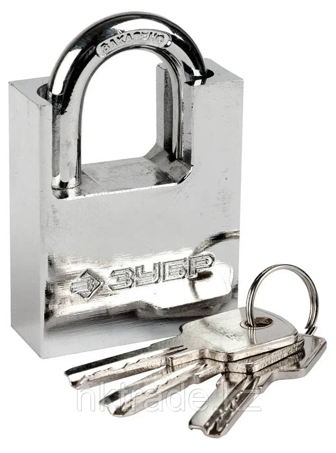 ЗУБР 50х20х60 мм, закаленная дужка, с дополнительной защитой, стальной корпус, замок навесной 37223-50