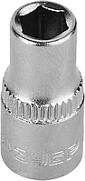 ЗУБР 1/4", 6 мм, Cr-V сталь, хромированная, торцовая головка 27715-06