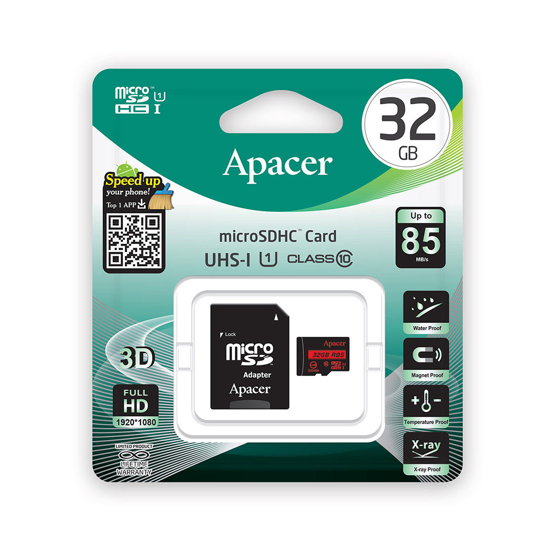 Карта памяти Apacer AP32GMCSH10U5-R 32GB + адаптер - фото 2 - id-p89901138
