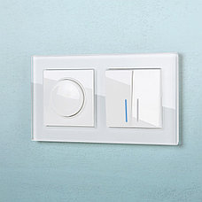 Выключатель двухклавишный проходной с подсветкой (белый) WL01-SW-2G-2W-LED, Werkel, фото 3