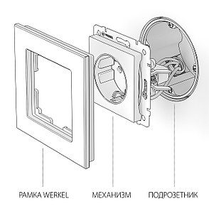 Розетка с заземлением и шторками (глянцевый никель) WL02-SKGS-01-IP44, Werkel, фото 2