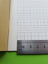 Тетрадь для написания иероглифов. Клетка 11 мм с пунктиром и расширенным полем для пиньинь. 2156 клеток