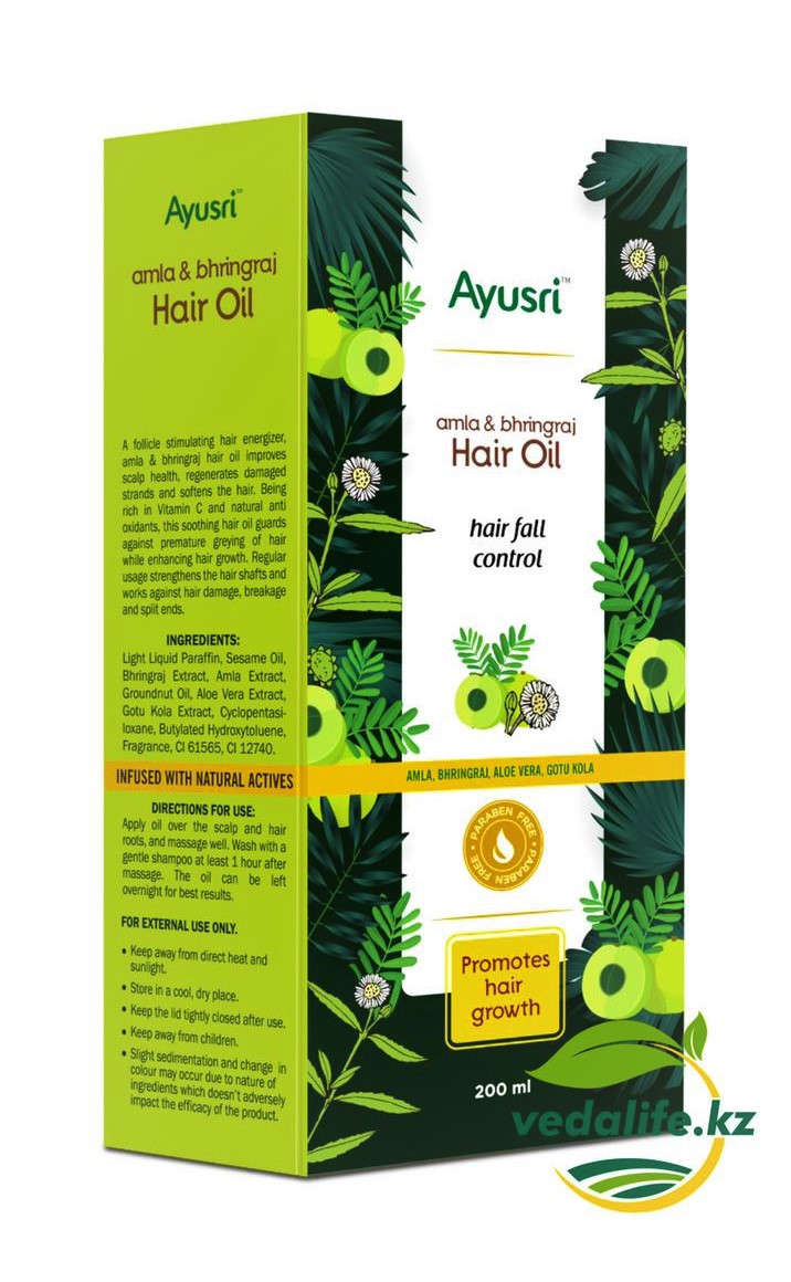 Масло для волос от выпадения Амла и Бринградж (Amla and bringraj hair oil AYUSRI), 200 мл - фото 1 - id-p89913332