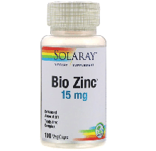 Цинк Био Bio Zinc, 15 мг, 100 растительных капсул, Solaray, Bio Zinc, 15 мг, 100 растительных капсул Solaray,