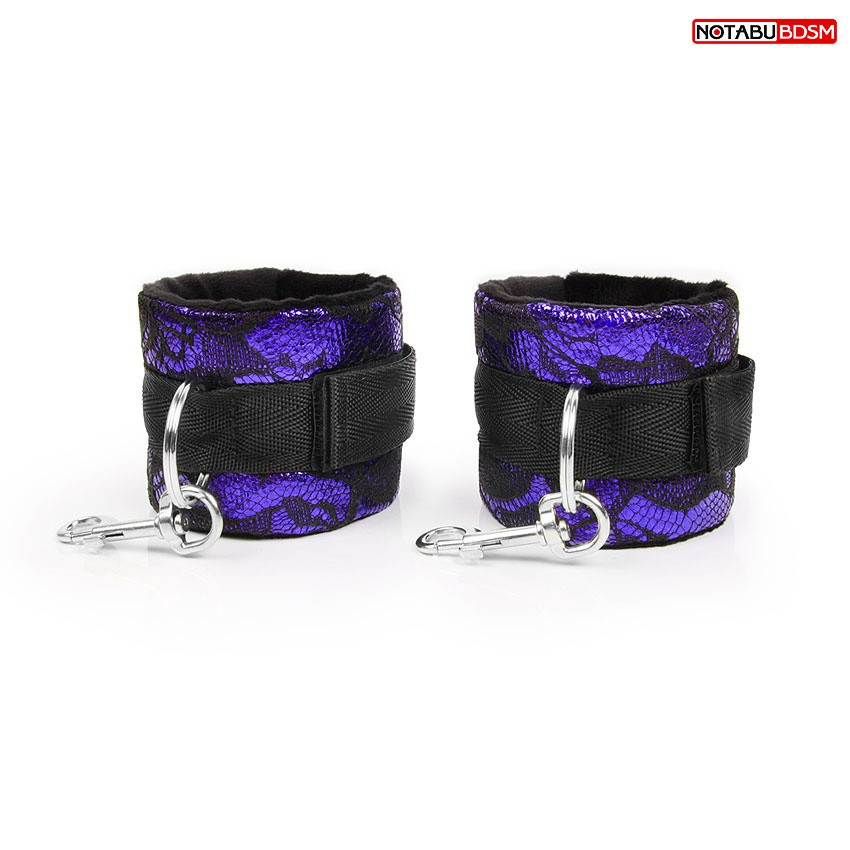 Мягкие наручники, цвет чёрный/фиолетовый