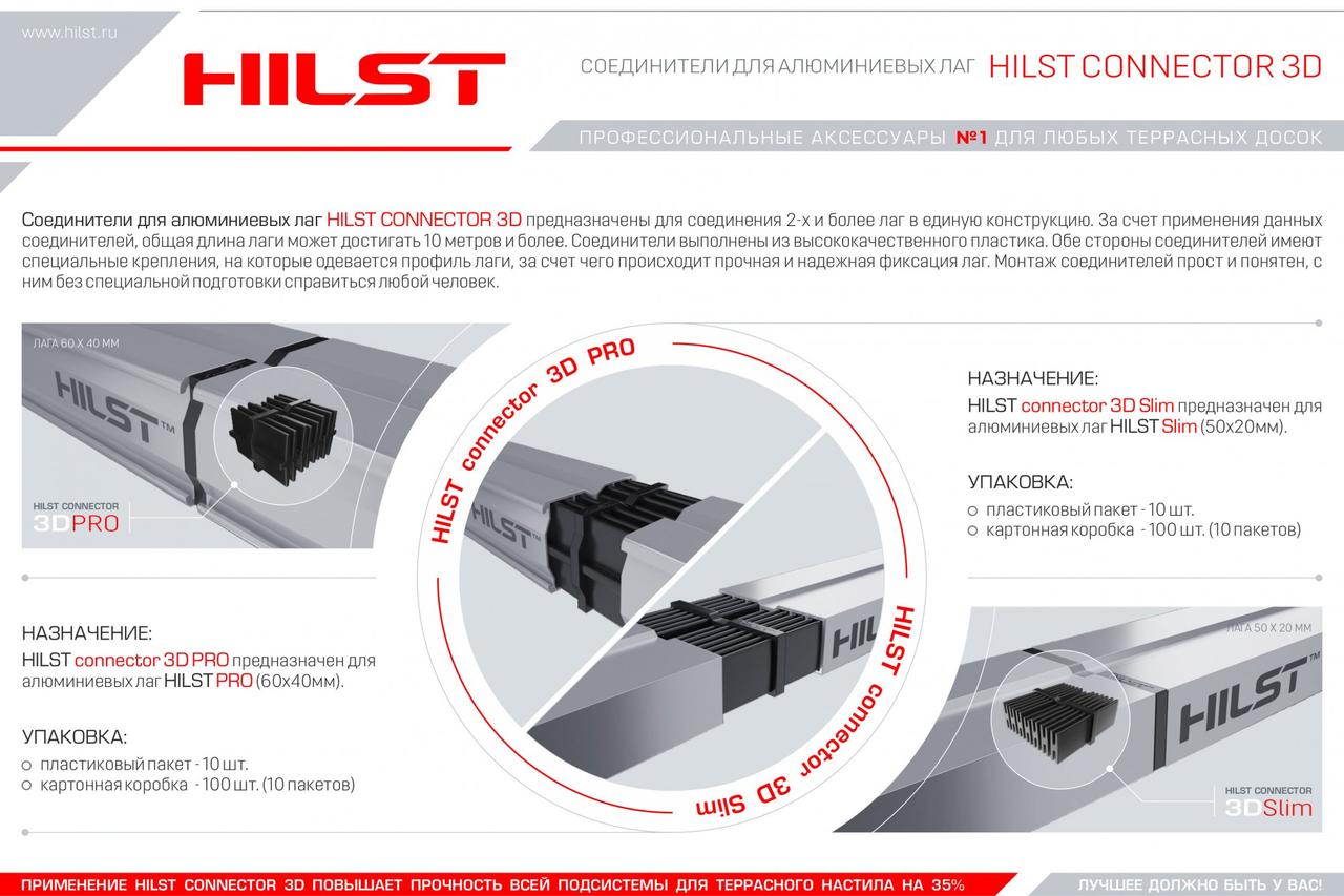 Соединитель пластиковый для алюминиевой лаги Hilst Professional - фото 2 - id-p88099262