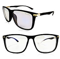 Компьютерные очки хамелеоны с тоненькой душкой с золотистой вставкой узкая оправа матовая Plazma черные