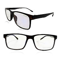 Компьютерные очки хамелеоны с тоненькой душкой узкая оправа глянцевая Plazma 01 черно-коричневые