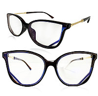 Компьютерные очки хамелеоны с тоненькой душкой Кошачья оправа глянцевая O`NeeiLL черно-коричневые