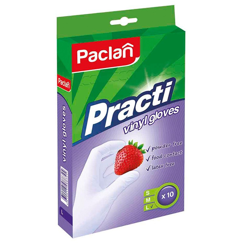 Перчатки виниловые Paclan Practi L, 10 шт