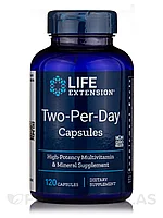 БАД комплекс витаминов, капсулы для приема дважды в день two per day, 120 капсул Life Extension