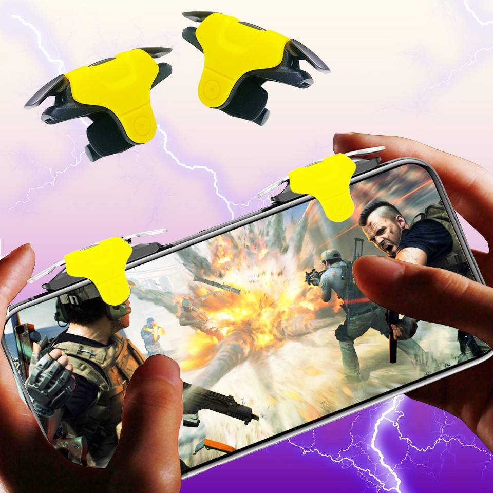 Триггеры контроллеры игровой курок универсальные карманные для смартфона с чехлом желтый, фото 1
