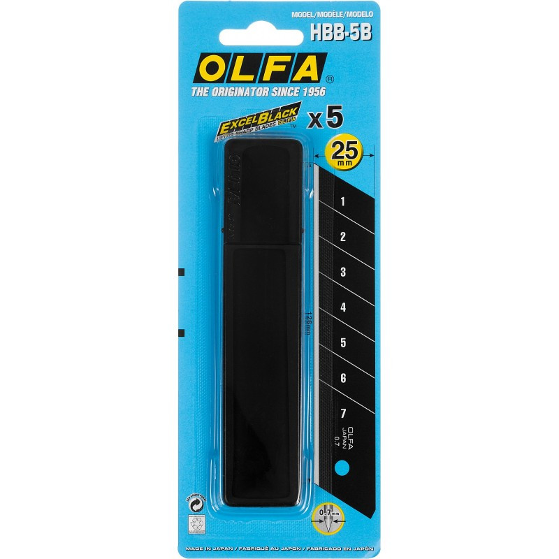 Лезвие OLFA "BLACK MAX" сегментированное, 5 шт, 25х126х0,7мм (OL-HBB-5B)