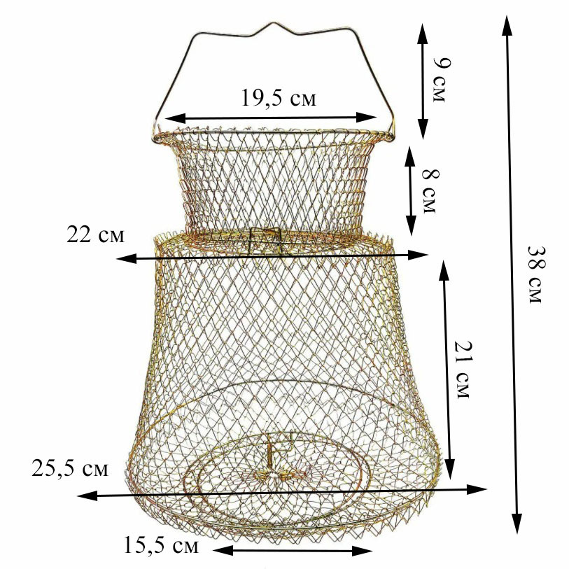 Садок рыболовный металлический каркас складной диаметр 25 см - фото 2 - id-p89964414