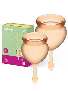 Набор менструальных чаш "Satisfyer Feel Good" - 15 мл и 20 мл (цвет: желтый)