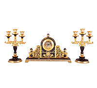 Набор каминный из яшмы "Венеция" (Часы, 2 канделябра)
