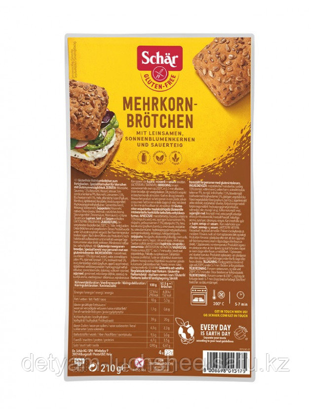 Schär Mehrkorn-Brotchen безглютеновый хлеб, 4 х 53 г