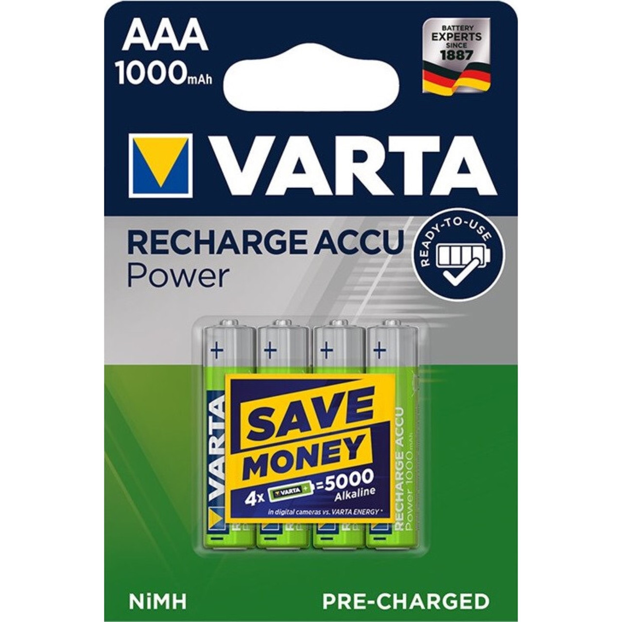 Аккумуляторы VARTA AAA 1000 mAh, 4шт
