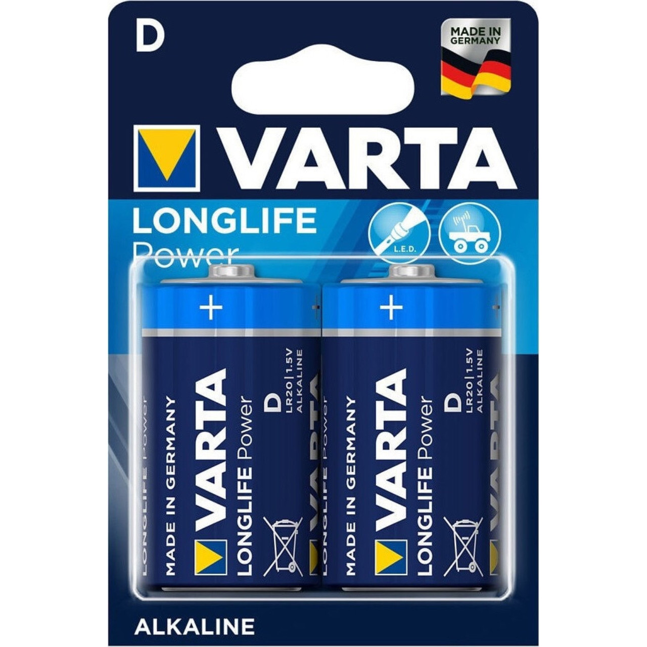 Батарейки щелочные VARTA High Energy Longlife Power D/LR20, 2шт