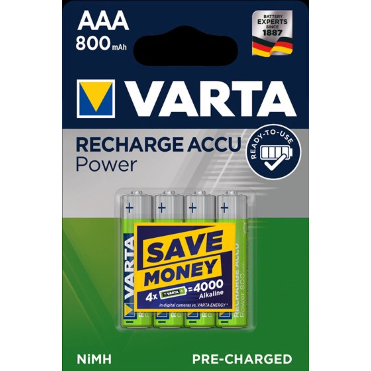 Аккумуляторы VARTA AAA 800 mAh, 4шт
