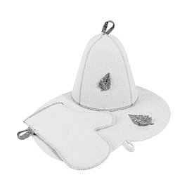 Комплект банный (шапка,рукавица,коврик), войлок