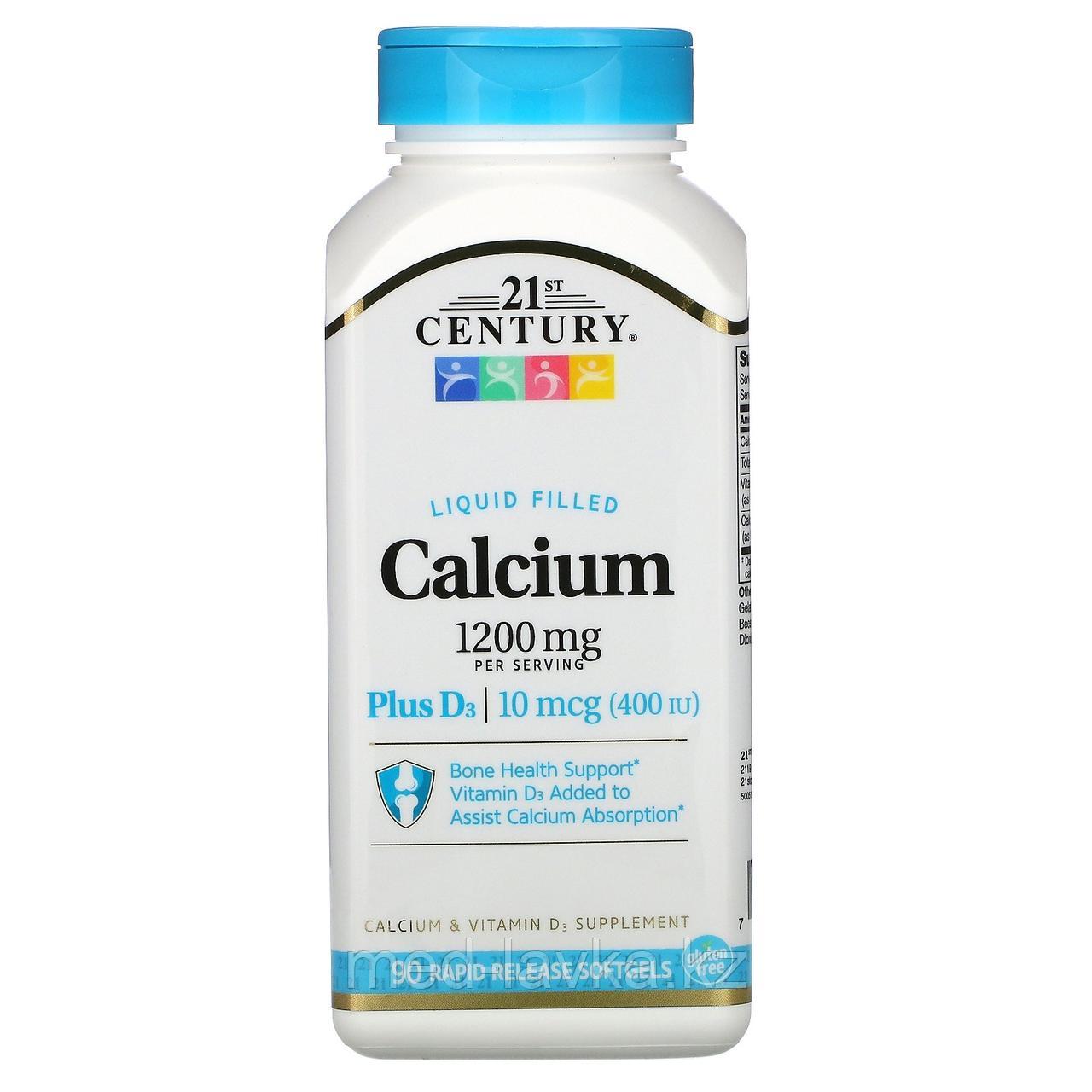 Жидкий кальций с витамином D3, 1200 мг, 90 мягких таблеток с быстрым высвобождением