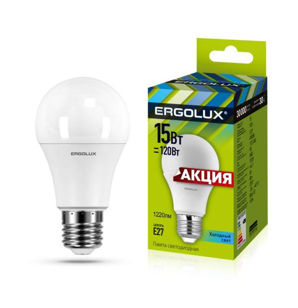 Светодиодная лампа Ergolux LED-A60-15W-E27-4K