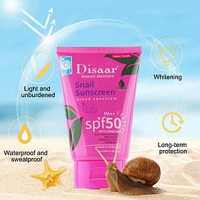 Солнцезащитный крем для лица и тела Snail sunscreen spf50 Disaar 100 ml.