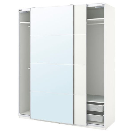 Гардероб ПАКС /Мехамн белый/зеркальное стекло 200x66x236 см ИКЕА, IKEA, фото 2