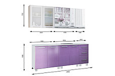 Комплект мебели для кухни Люкс Акварель 2000, Фиолетовый/Белый, БТС(Россия), фото 2