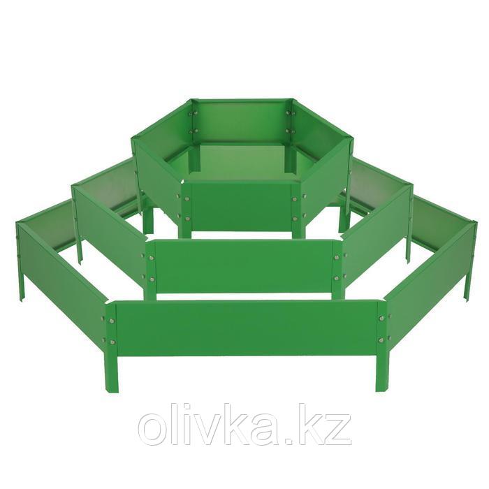 Клумба оцинкованная, 3 яруса, d = 60–100–140 см, h = 45 см, зелёная, Greengo