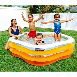 Intex 56495, надувной семейный бассейн с надувным дном Summer Colors, "Звезда" 185х180*53 см